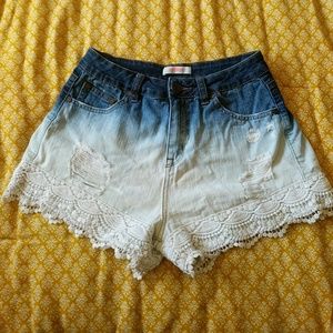 Refuge high waisted scallop laced shorts